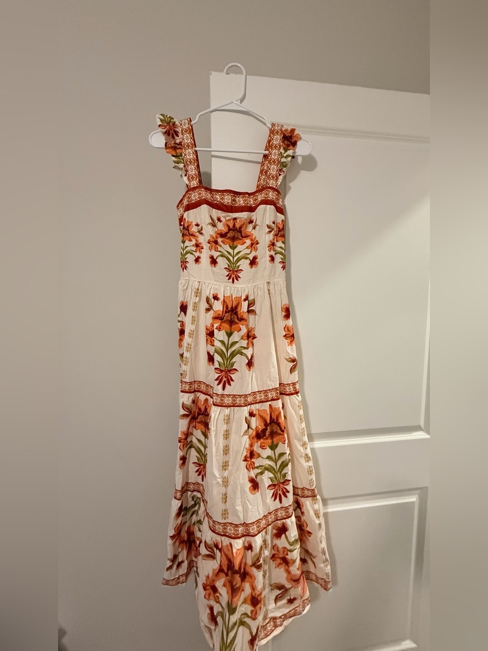 Flying Tomato Cream Maxi Dress with Rust Floral Print - Picture 7 of 16
